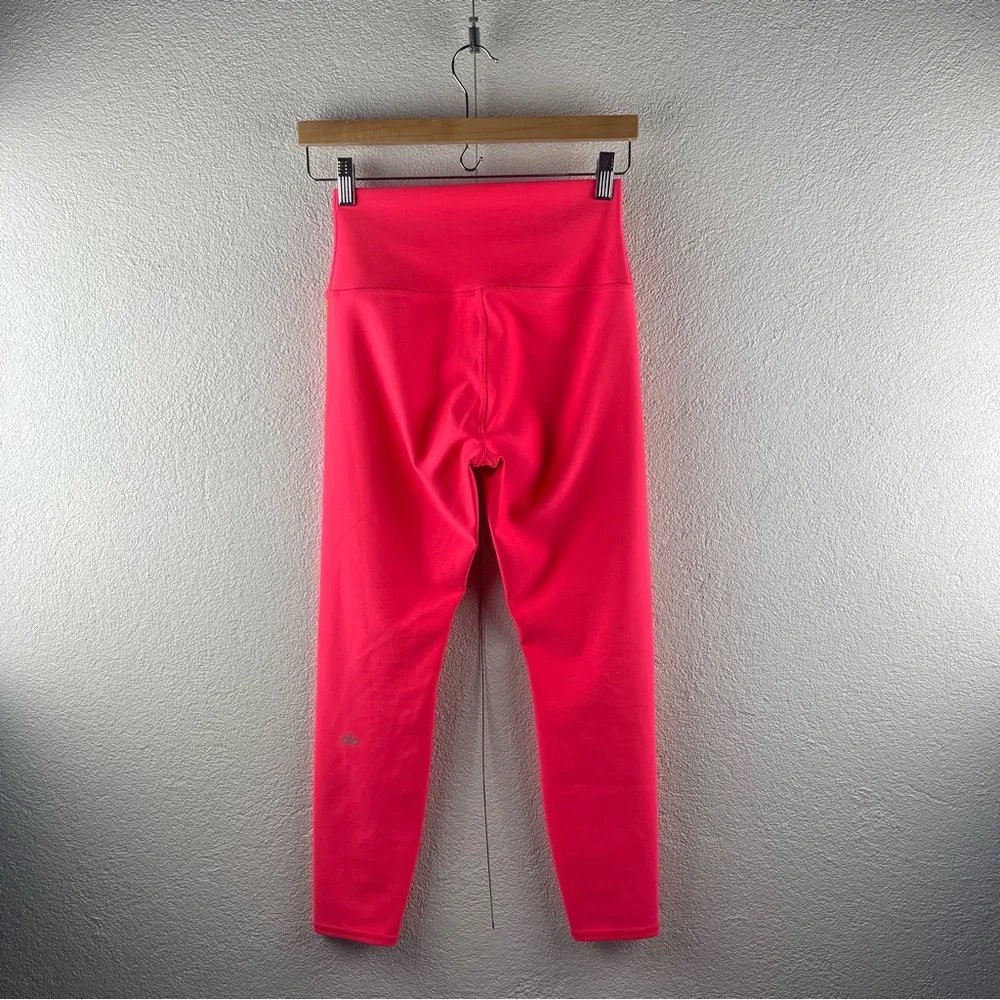 ALO Yoga l M Bright Coral Pink High Rise Taper Leg 7/8 Length Activewear Legging